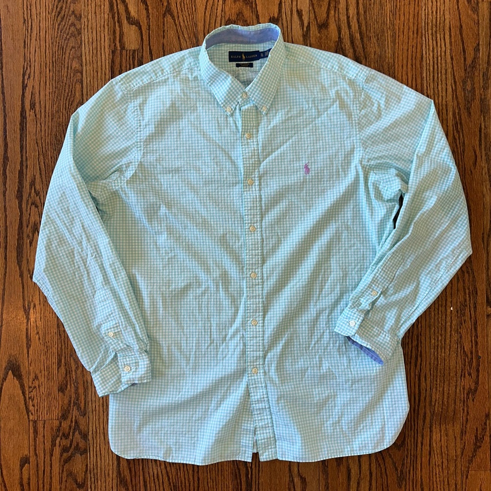 Polo Ralph Lauren Green Gingham Tailored Fit Men’s XL Casual Button Down Shirt